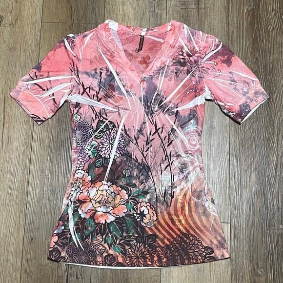 Mushka by Sienna Rose Tops - MUSHKA by SIENNA ROSE Sweet Floral Semi Sheer Tunic Blouse Size M Y2K Art Whimsy